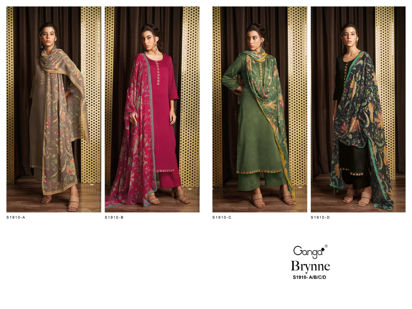 Brynne 1910 Ganga Premium Cotton Plazzo Style Suits Supplier Ahmedabad