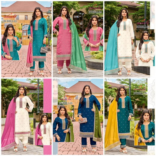 Bubbli Aanchi Vichitra Silk Readymade Pant Style Suits Manufacturer India