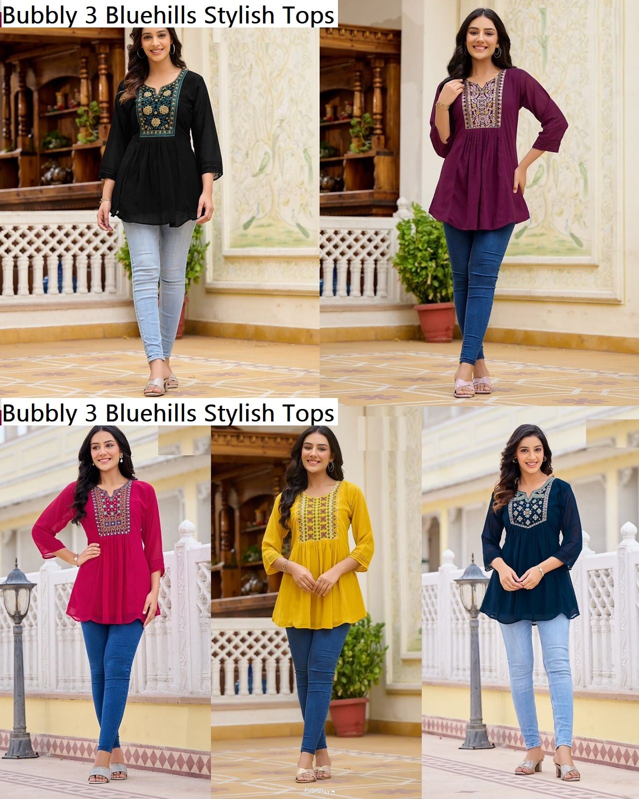 Bubbly 3 Bluehills Georgette Stylish Tops Exporter