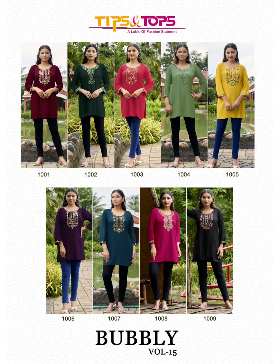 Bubbly Vol 15 Tips Tops Rayon 16Kg Short Kurtis Exporter Ahmedabad