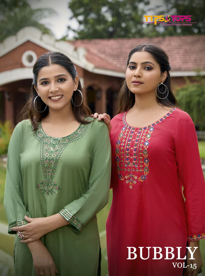 Bubbly Vol 15 Tips Tops Rayon 16Kg Short Kurtis Exporter Ahmedabad