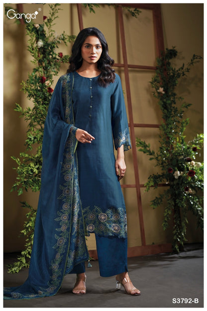 Buddhi 3792 Ganga Premium Bemberg Plazzo Style Suits Exporter