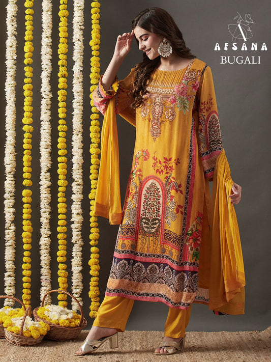 Bugali Afsana Linen Cotton Readymade Pant Style Suits