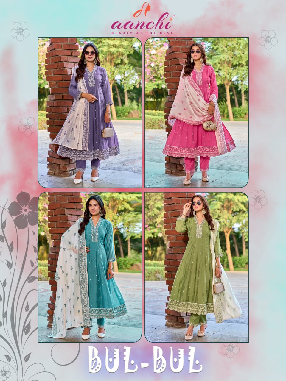 Bul Bul Aanchi Mul Chanderi Readymade Anarkali Suits Wholesale Rate