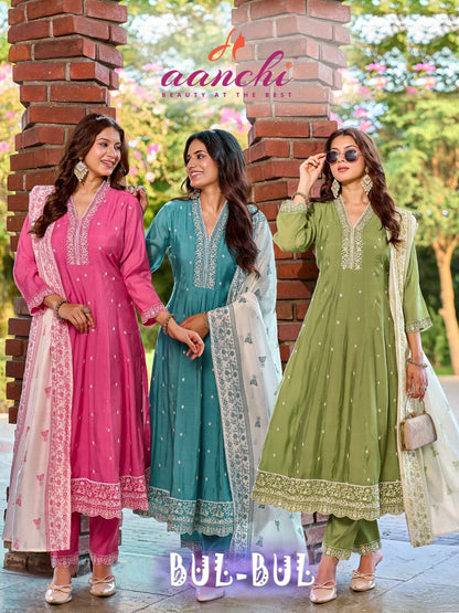 Bul Bul Aanchi Mul Chanderi Readymade Anarkali Suits Wholesale Rate