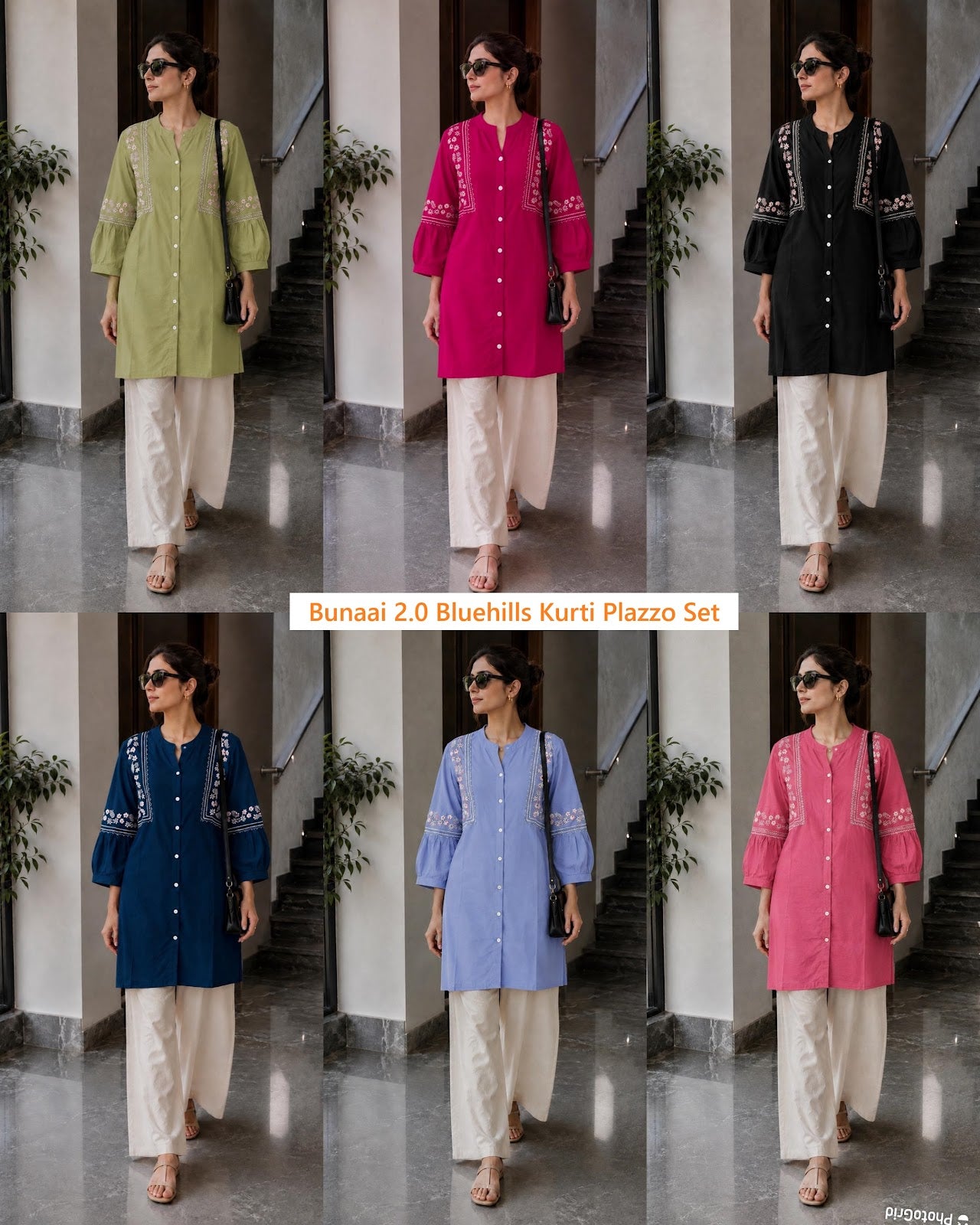 Bunaai 2.0 Bluehills Rayon Kurti Plazzo Set Wholesale Rate
