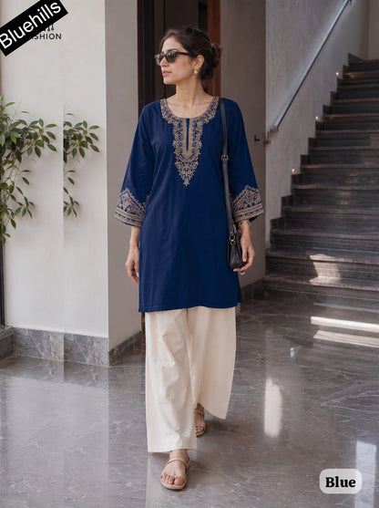 Bunaai Bluehills Rayon Kurti Plazzo Set Exporter Gujarat