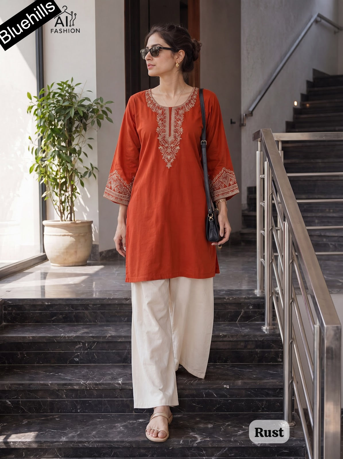 Bunaai Bluehills Rayon Kurti Plazzo Set Exporter Gujarat