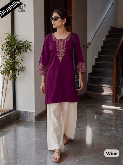 Bunaai Bluehills Rayon Kurti Plazzo Set Exporter Gujarat