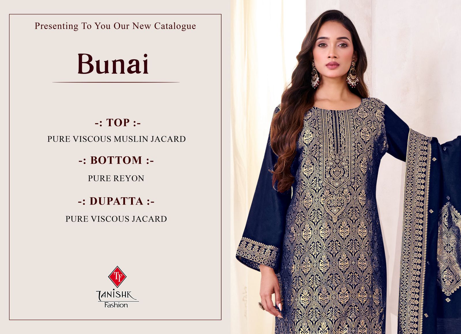 Bunai Tanishk Fashion Pure Viscose Muslin Pant Style Suits Supplier India