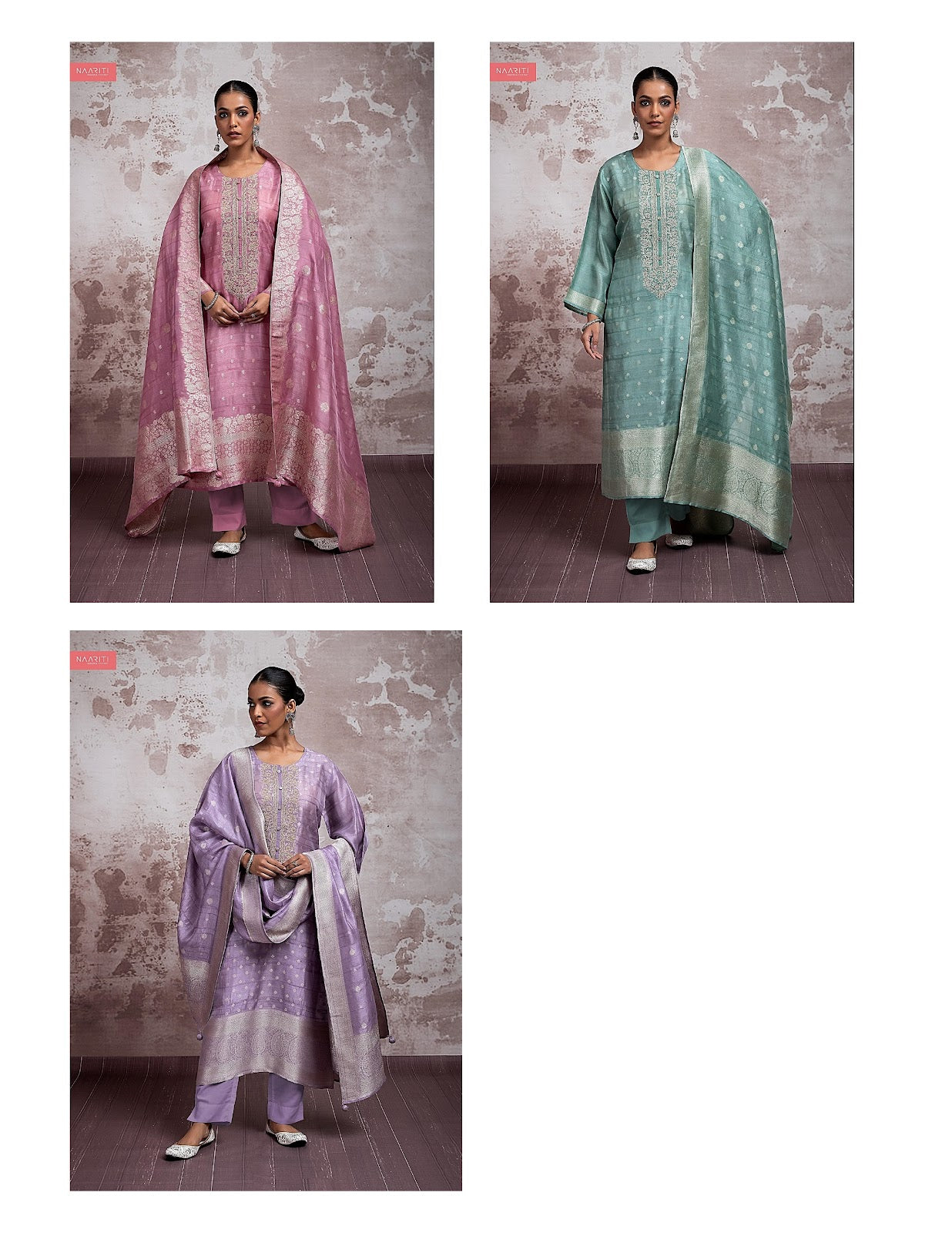 Bundi Naariti Silk Jacquard Pant Style Suits Wholesaler