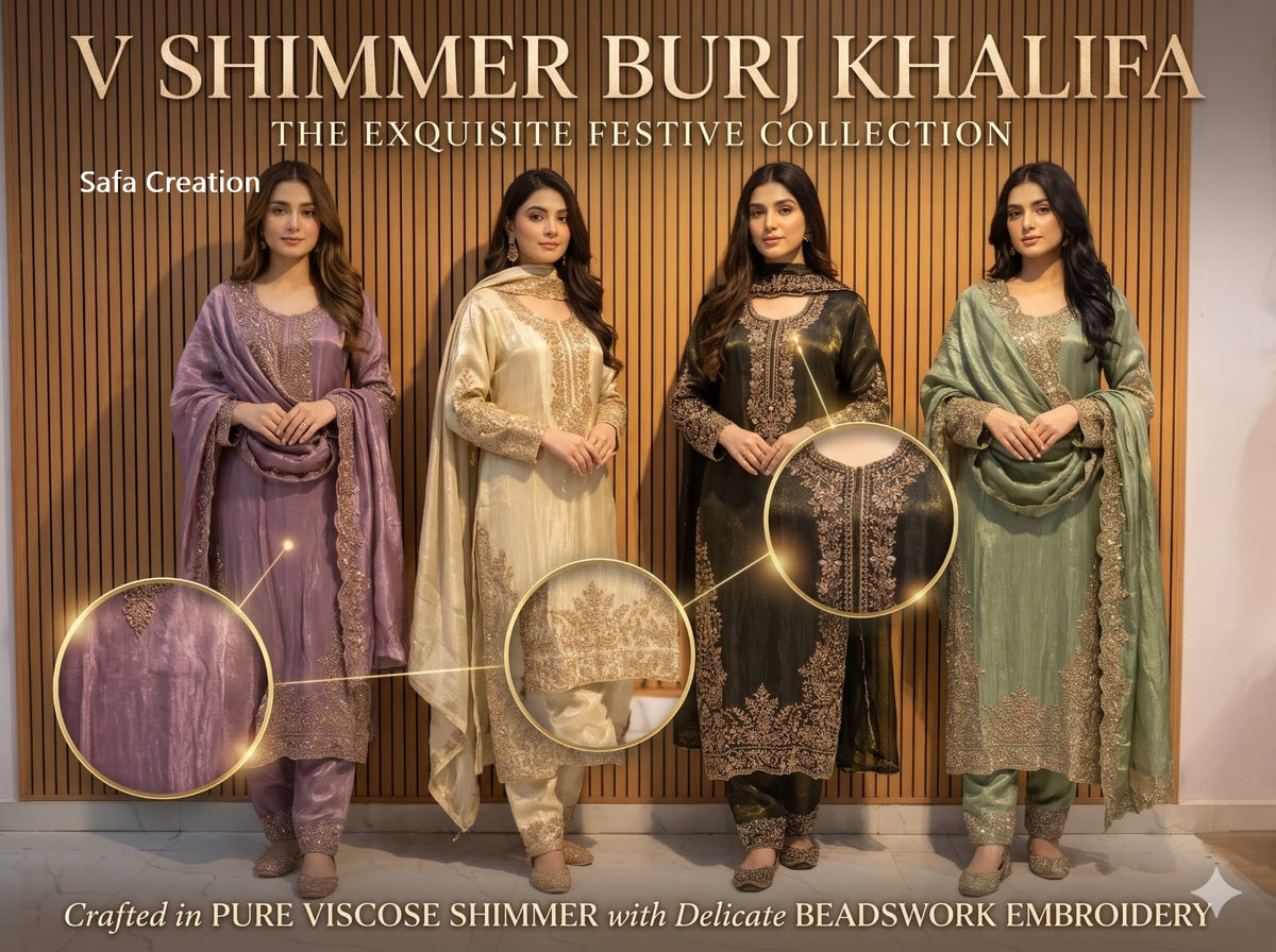 Burj Khalifa Safa Creation Shimmer Pakistani Readymade Suits Wholesaler Ahmedabad