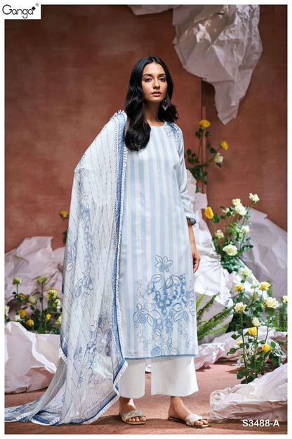 Burkley 3488 Ganga Cotton Plazzo Style Suits Wholesaler Gujarat