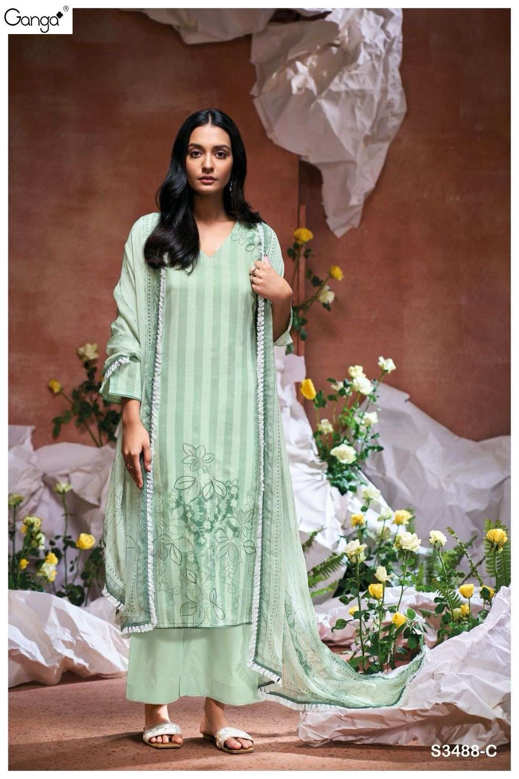 Burkley 3488 Ganga Cotton Plazzo Style Suits Wholesaler Gujarat