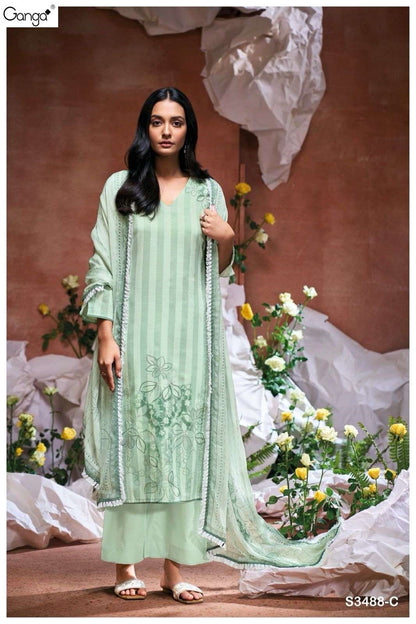 Burkley 3488 Ganga Cotton Plazzo Style Suits Wholesaler Gujarat