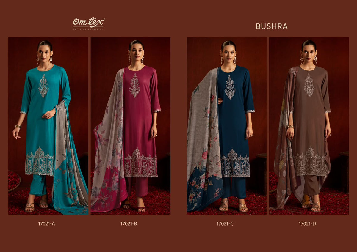 Bushra Omtex Pashmina Suits Supplier Gujarat