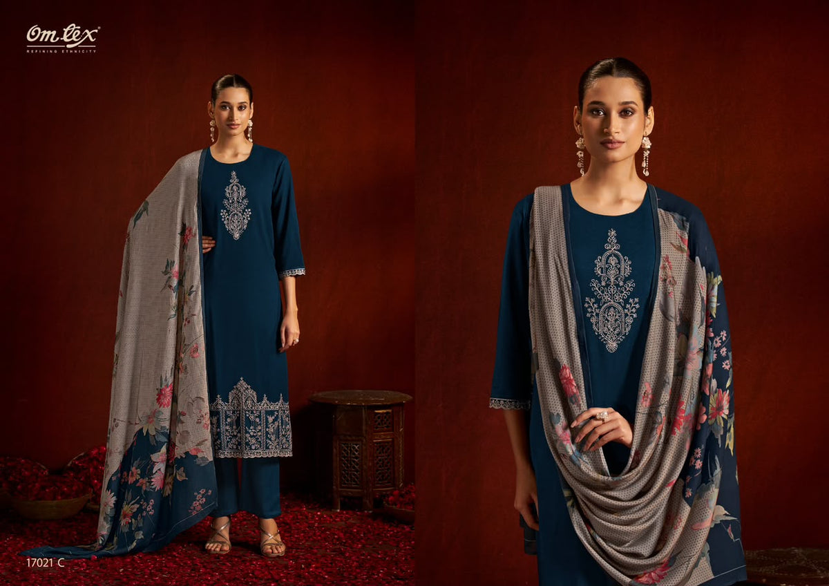 Bushra Omtex Pashmina Suits Supplier Gujarat