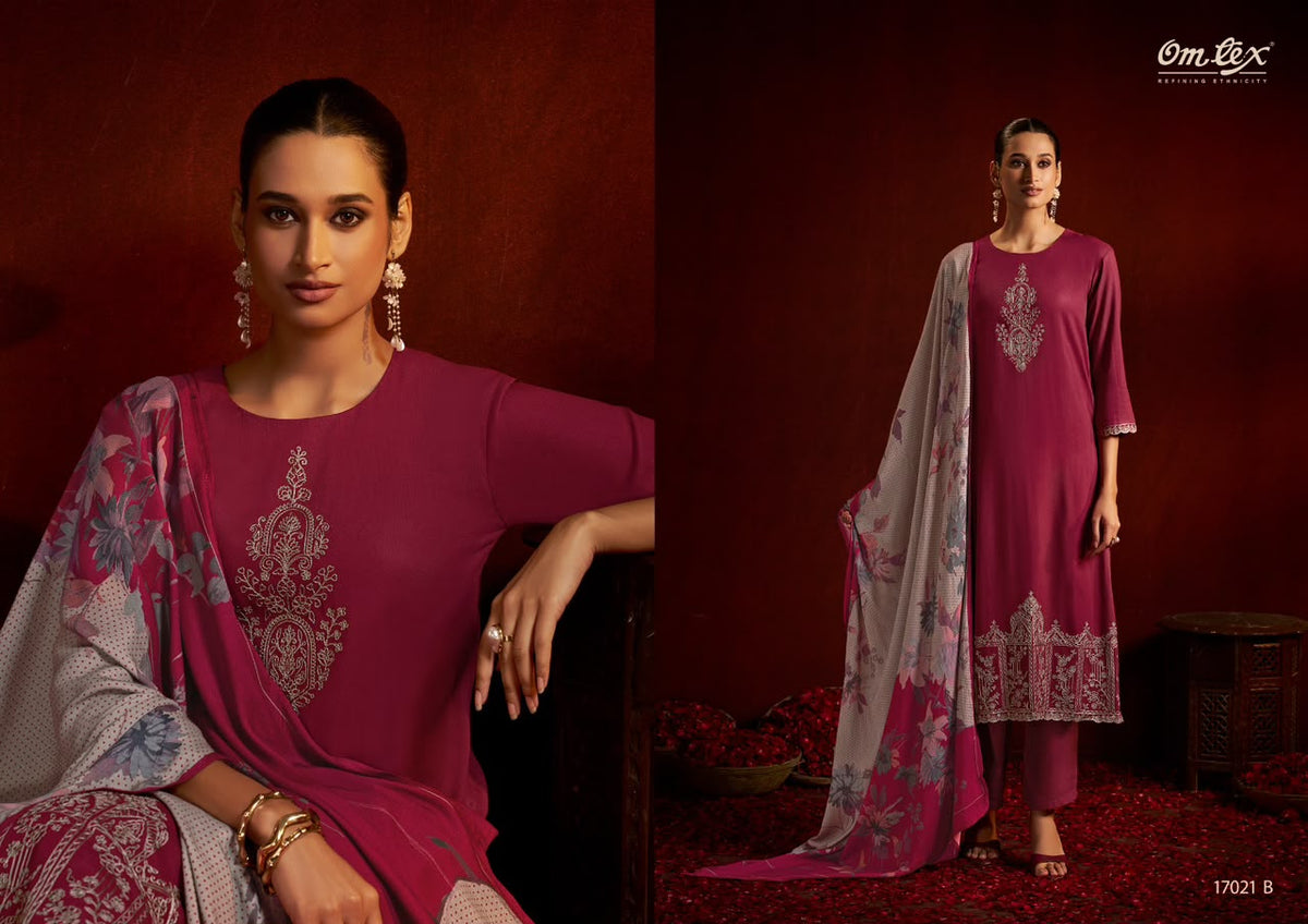 Bushra Omtex Pashmina Suits Supplier Gujarat