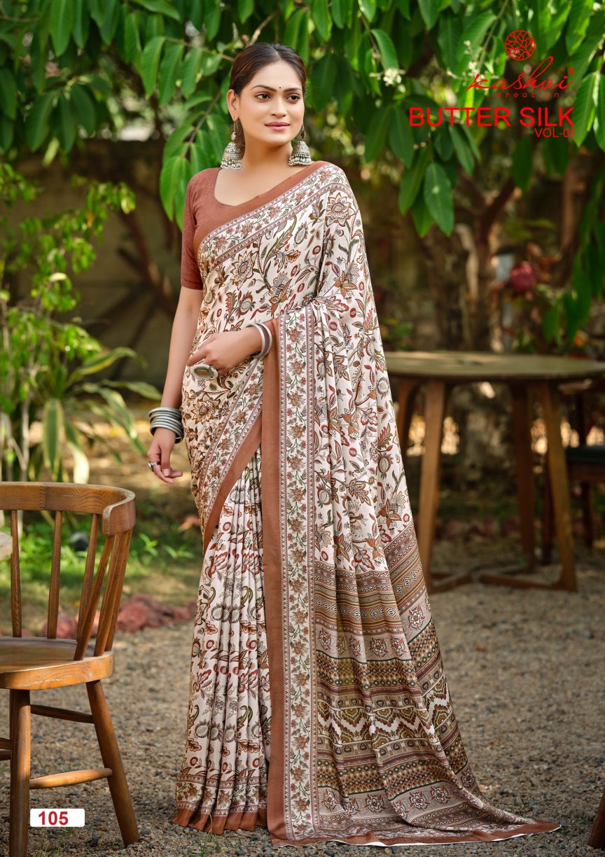 Butter Silk Vol 1 Kashvi Creation Satin Sarees Exporter Ahmedabad