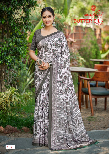 Butter Silk Vol 1 Kashvi Creation Satin Sarees Exporter Ahmedabad