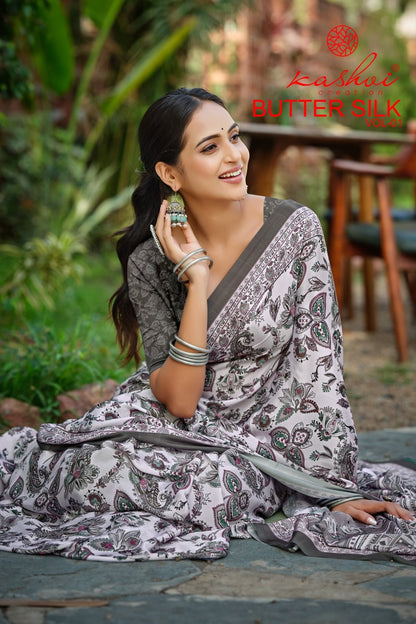 Butter Silk Vol 1 Kashvi Creation Satin Sarees Exporter Ahmedabad