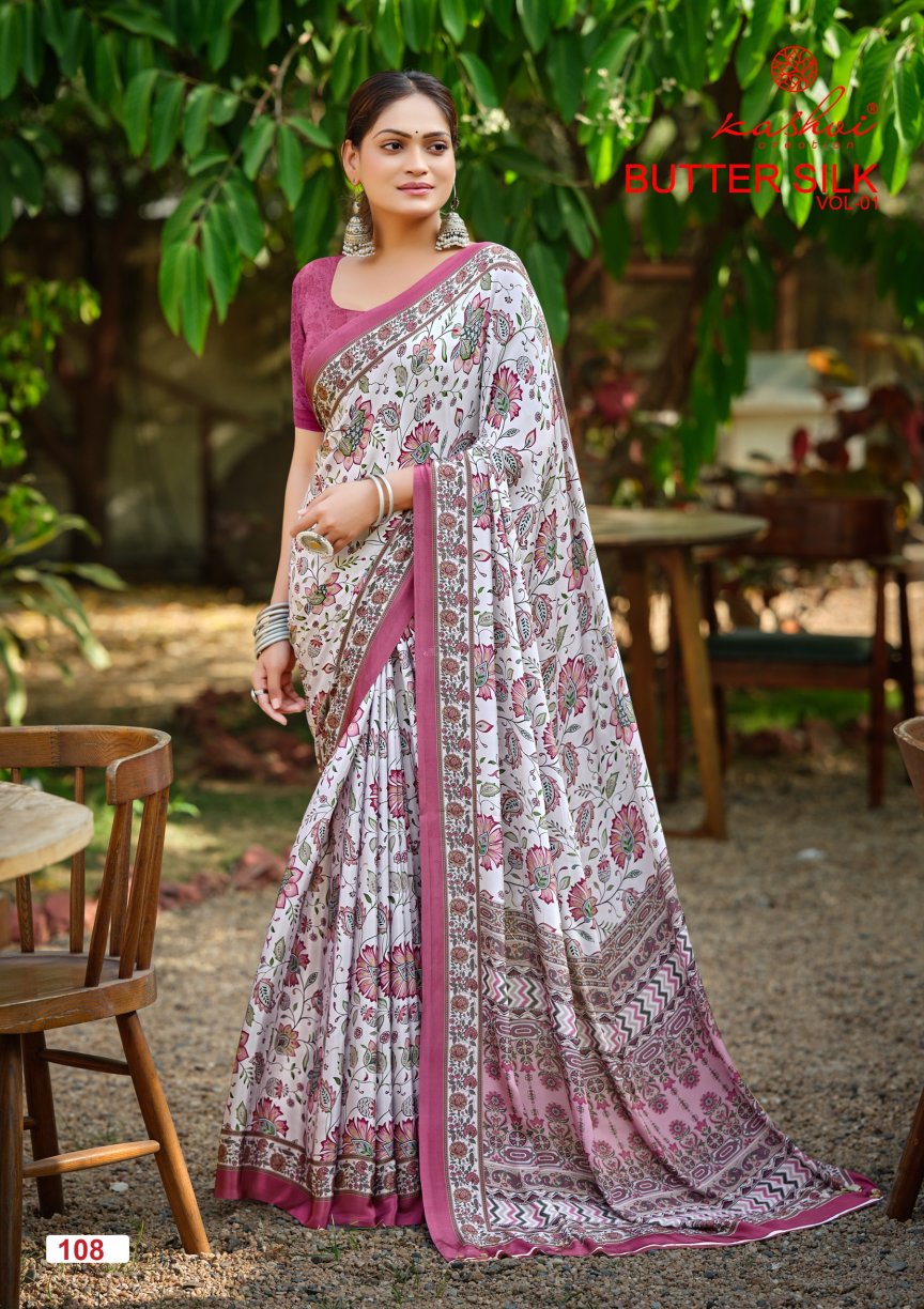 Butter Silk Vol 1 Kashvi Creation Satin Sarees Exporter Ahmedabad