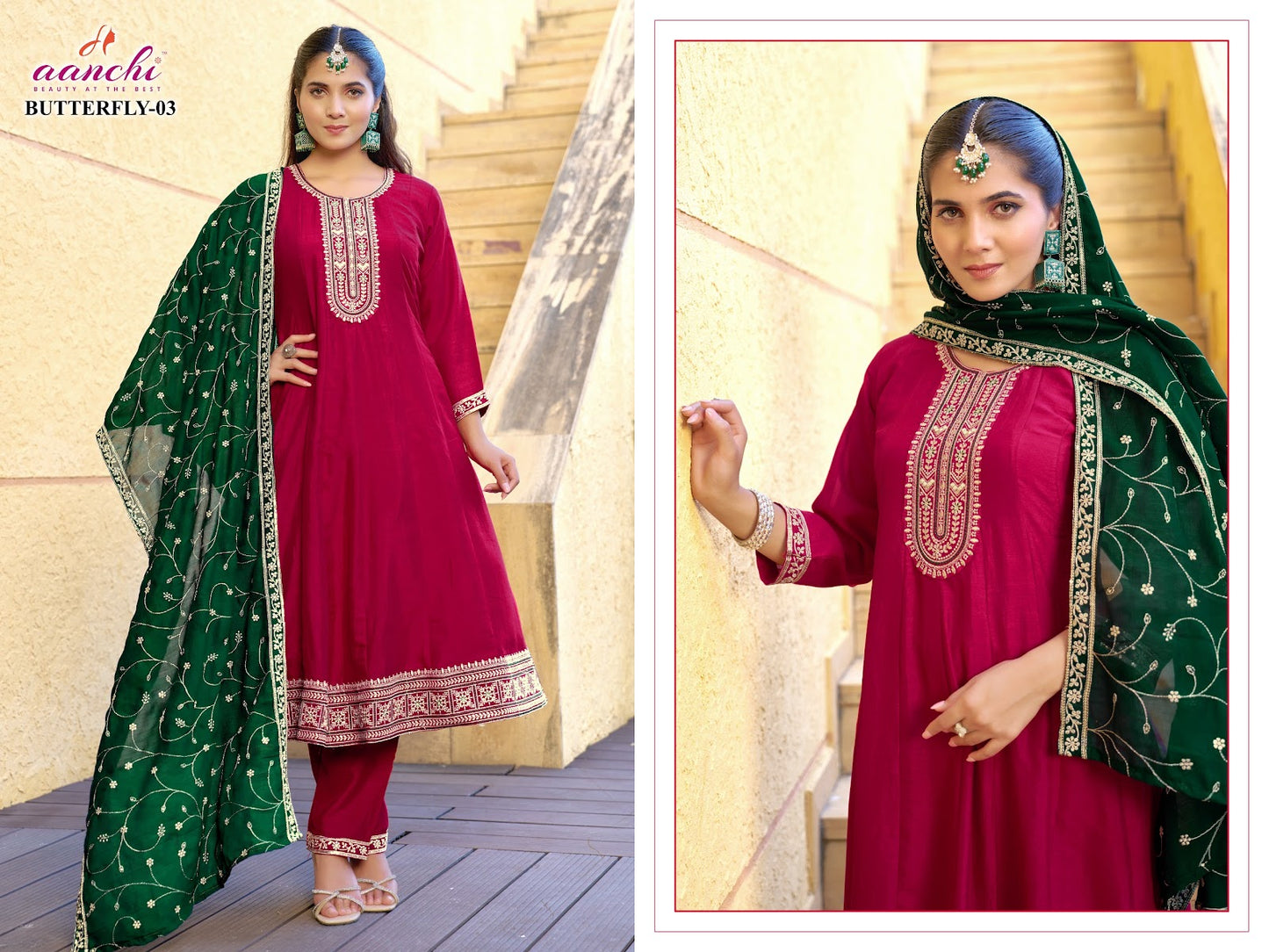 Butterfly Aanchi Vichitra Silk Readymade Anarkali Suits Manufacturer