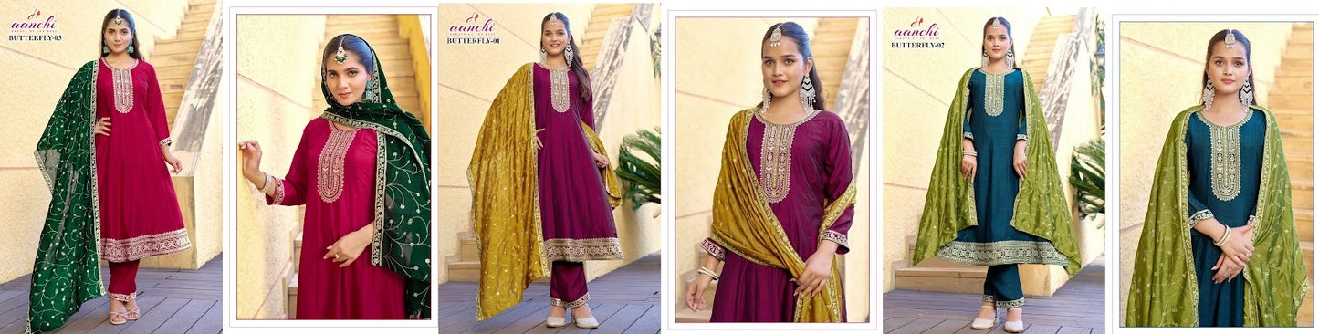 Butterfly Aanchi Vichitra Silk Readymade Anarkali Suits Manufacturer