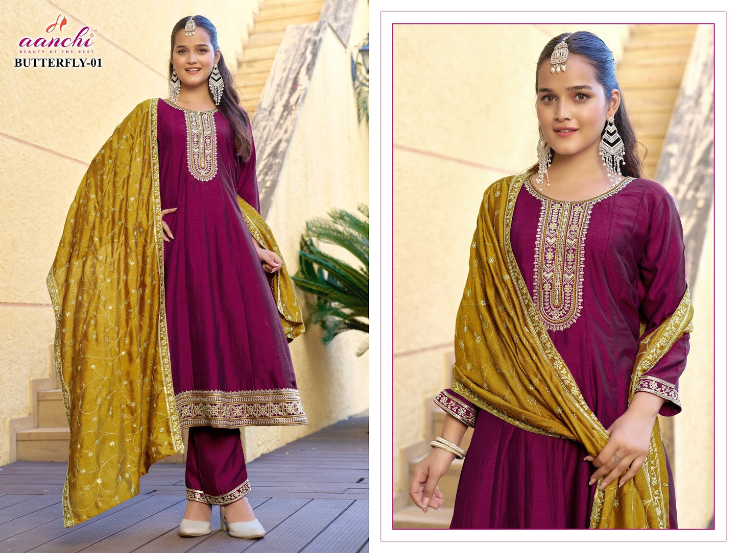 Butterfly Aanchi Vichitra Silk Readymade Anarkali Suits Manufacturer