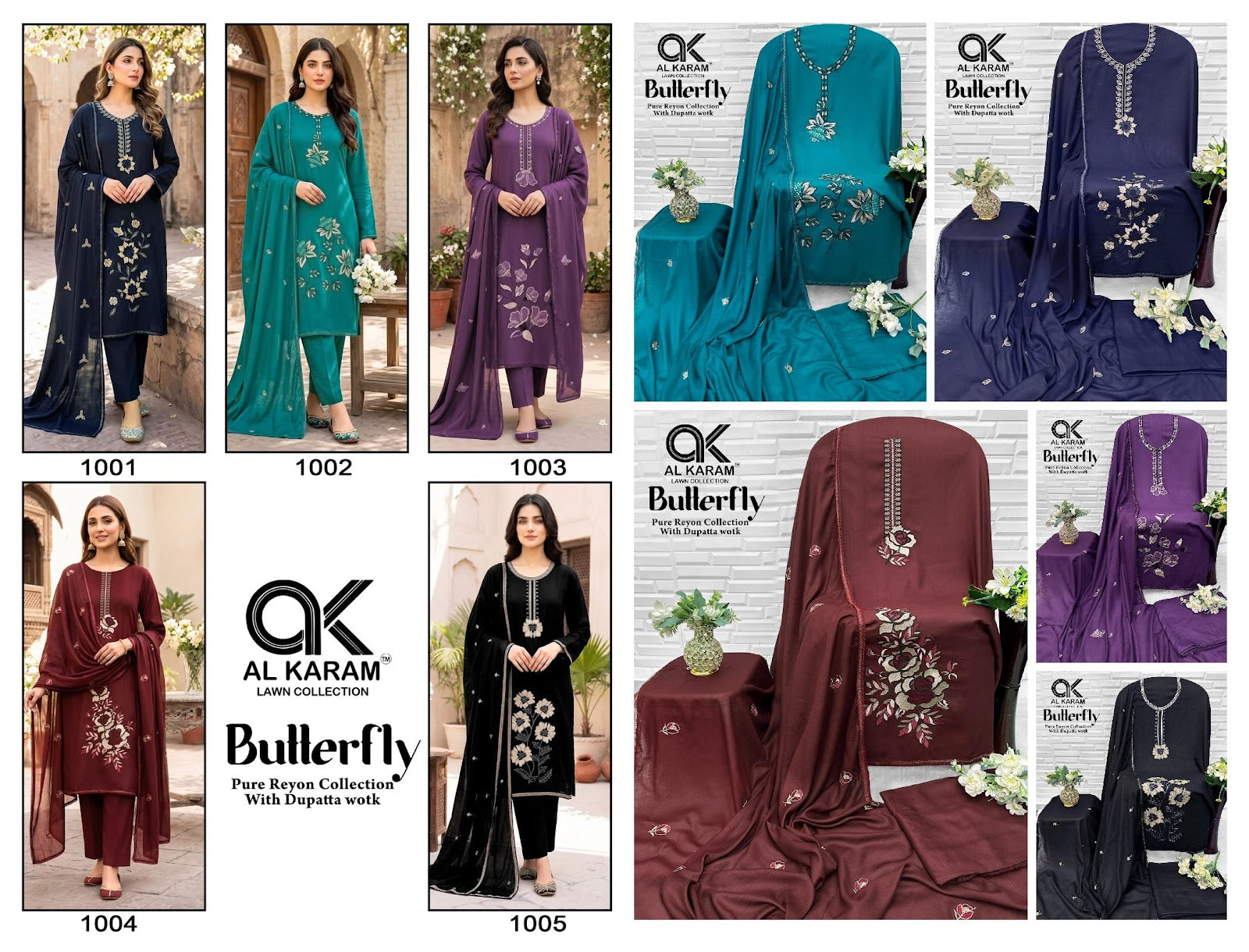 Butterfly Al Karam Rayon Karachi Salwar Suits Exporter India