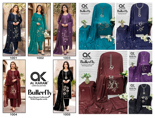 Butterfly Al Karam Rayon Karachi Salwar Suits Exporter India