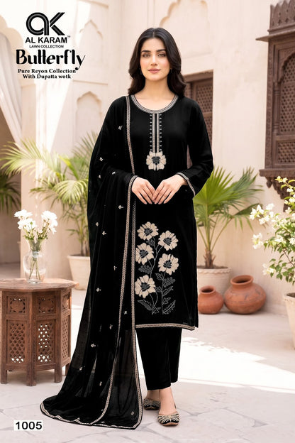 Butterfly Al Karam Rayon Karachi Salwar Suits Exporter India