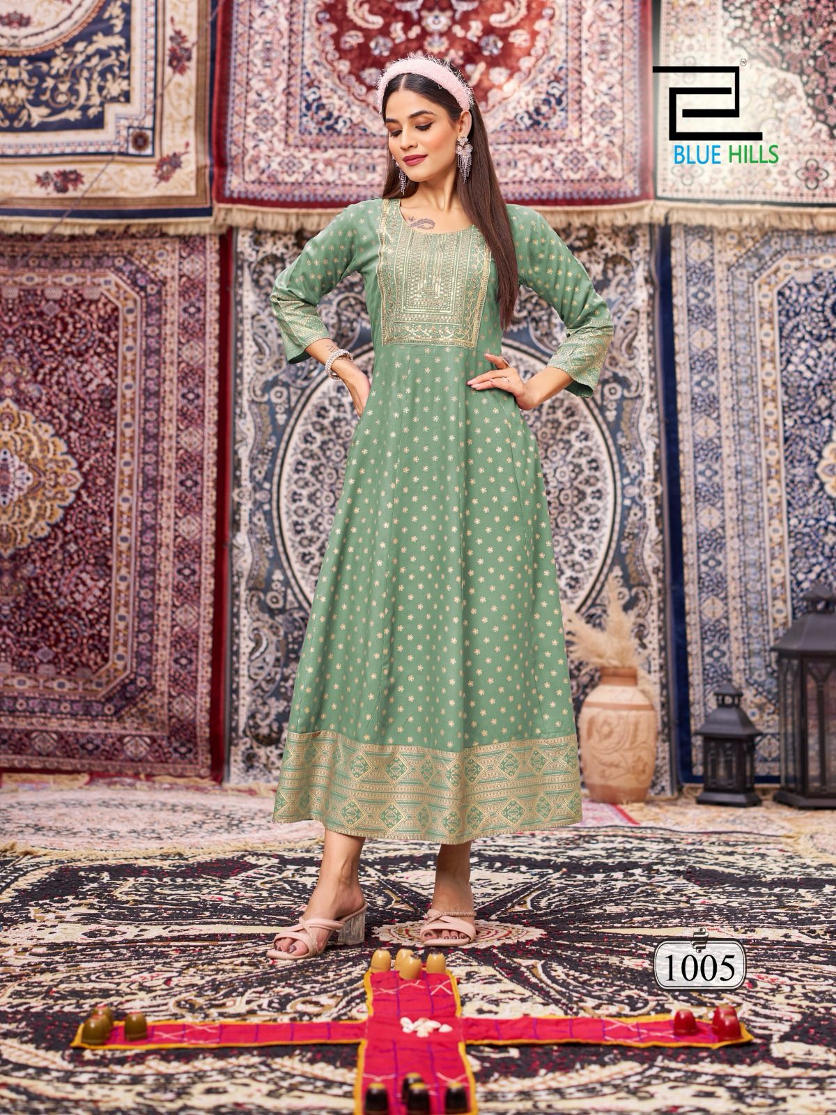 Butterfly Blue Hills Rayon 14Kg Anarkali Kurtis Wholesaler