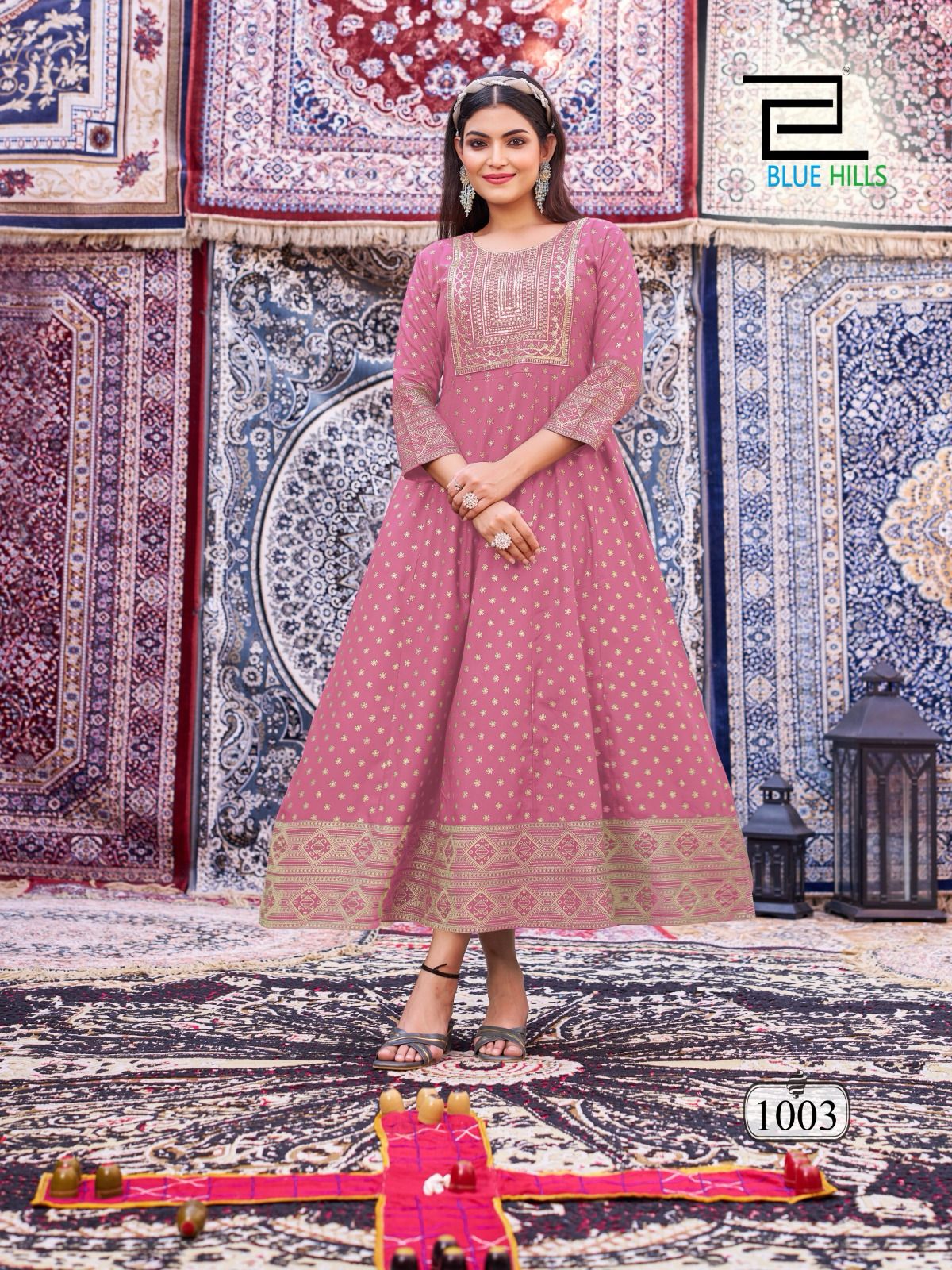 Butterfly Blue Hills Rayon 14Kg Anarkali Kurtis Wholesaler