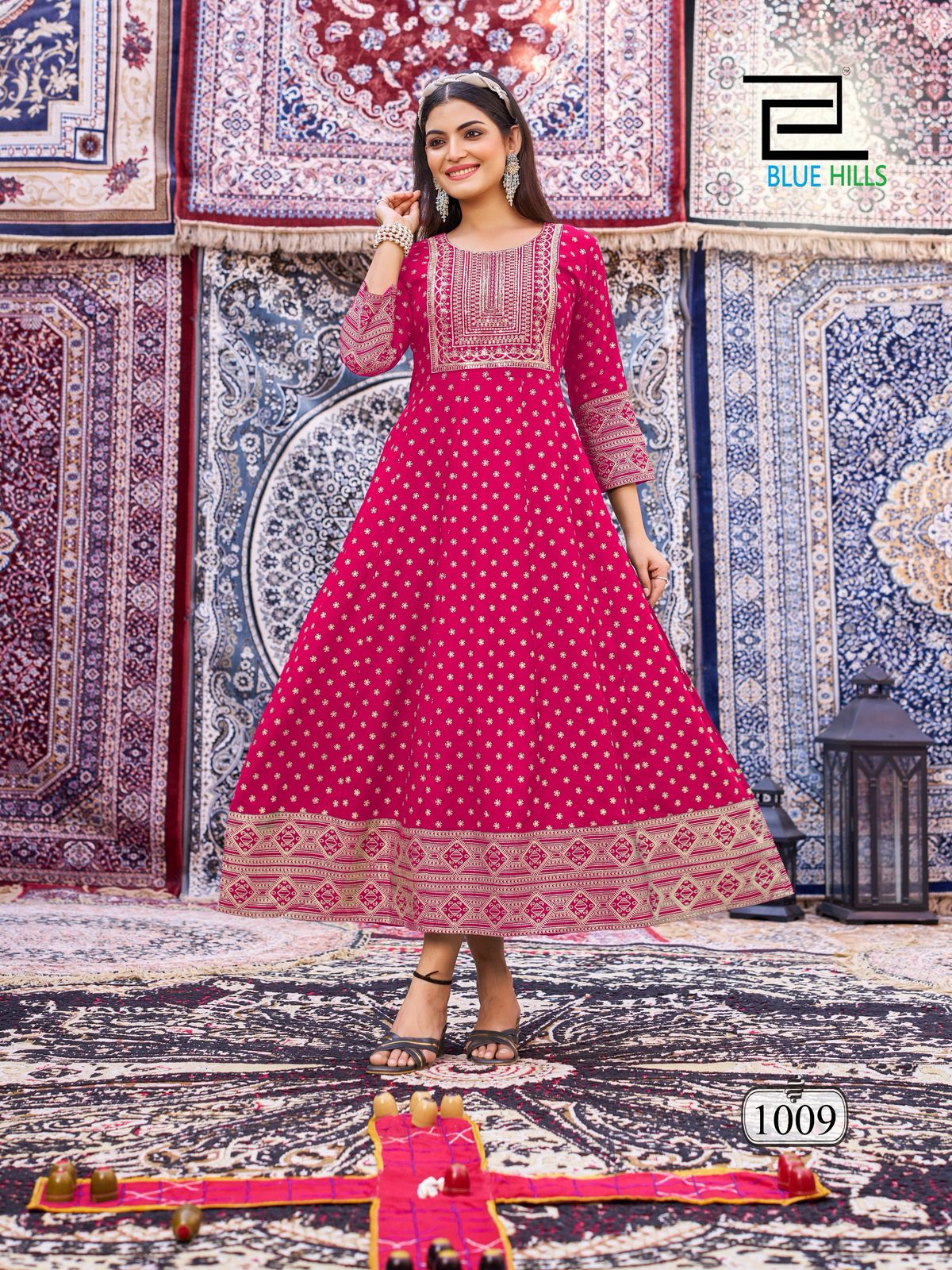 Butterfly Blue Hills Rayon 14Kg Anarkali Kurtis Wholesaler