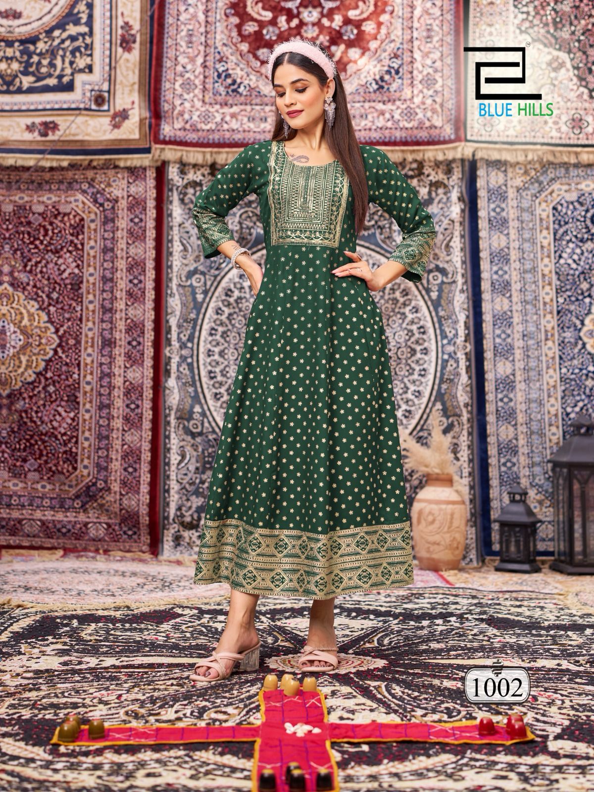 Butterfly Blue Hills Rayon 14Kg Anarkali Kurtis Wholesaler