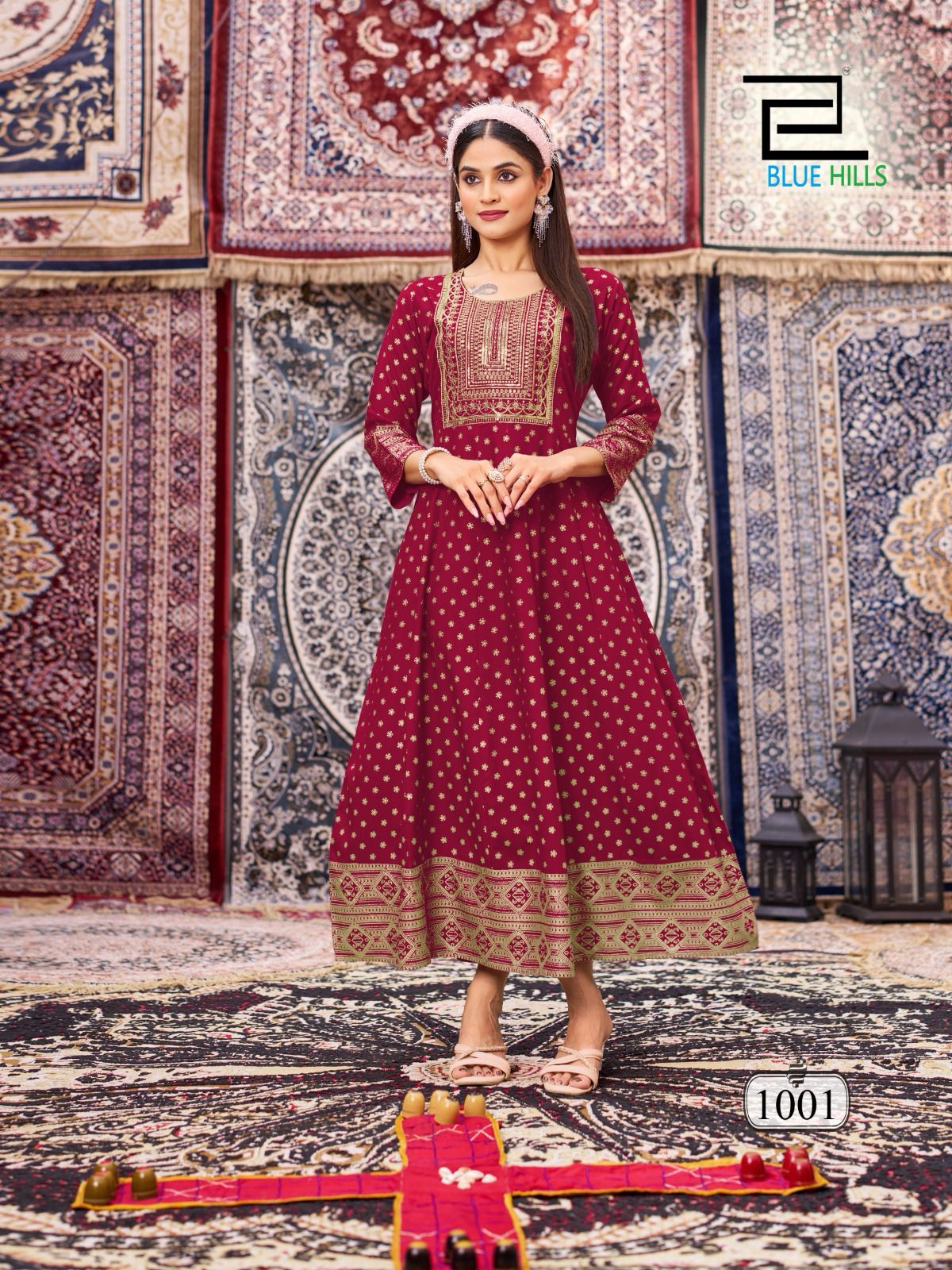Butterfly Blue Hills Rayon 14Kg Anarkali Kurtis Wholesaler
