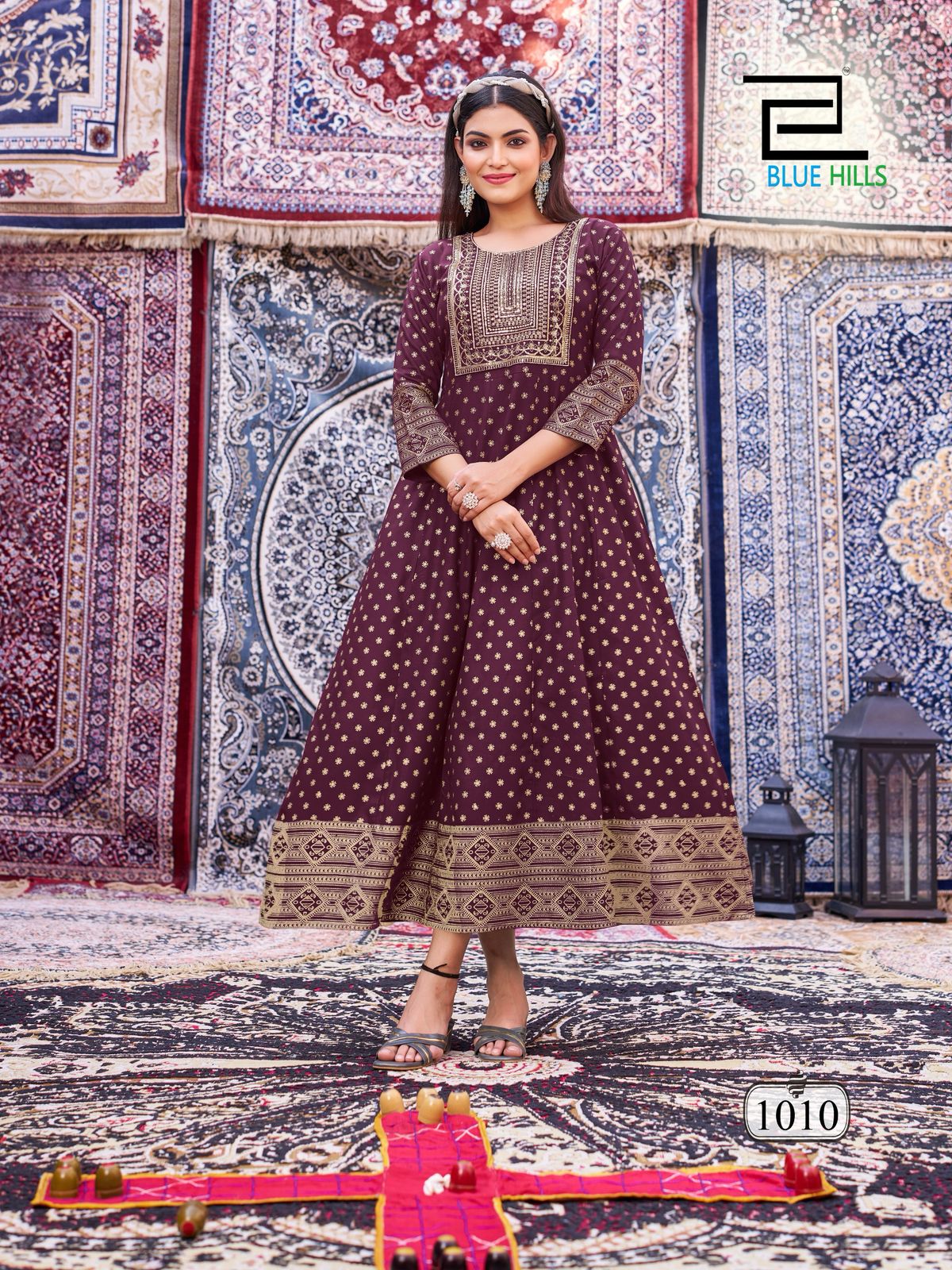 Butterfly Blue Hills Rayon 14Kg Anarkali Kurtis Wholesaler