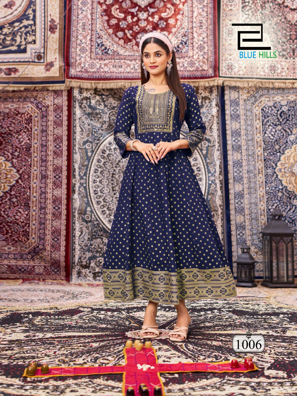 Butterfly Blue Hills Rayon 14Kg Anarkali Kurtis Wholesaler