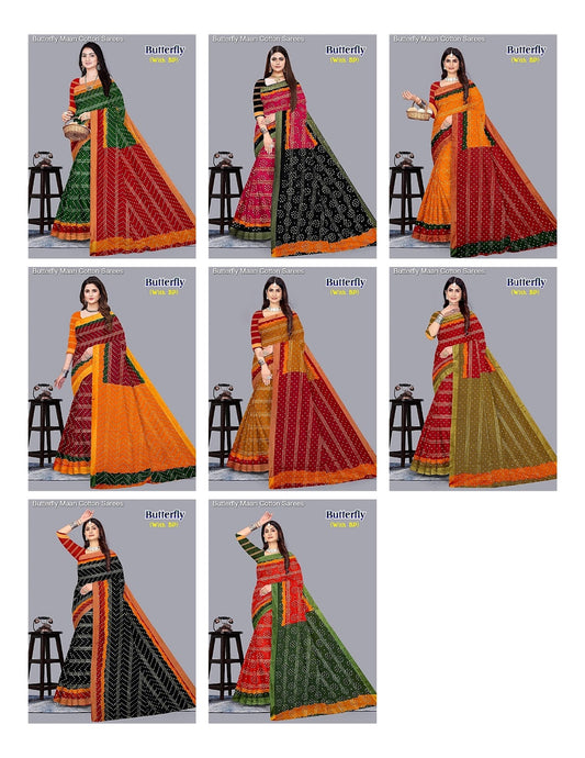 Butterfly Maan Cotton Sarees Wholesaler Gujarat