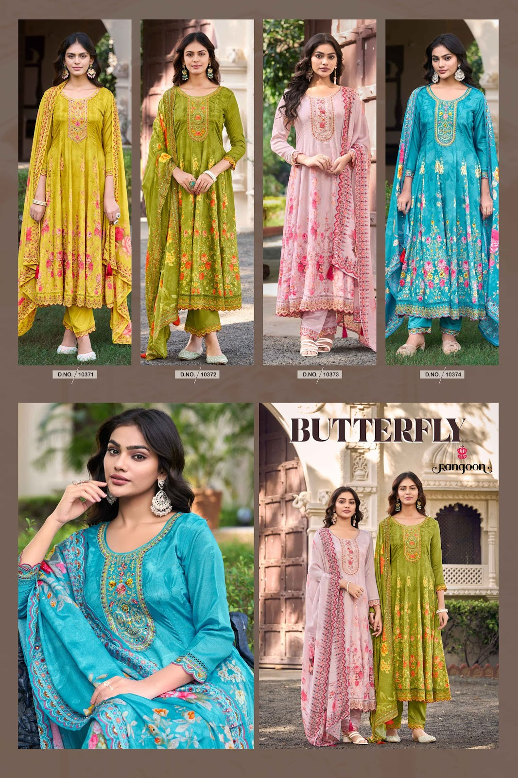 Butterfly Rangoon Chinon Readymade Anarkali Suits Exporter Gujarat