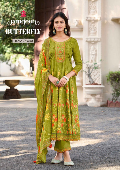 Butterfly Rangoon Chinon Readymade Anarkali Suits Exporter Gujarat