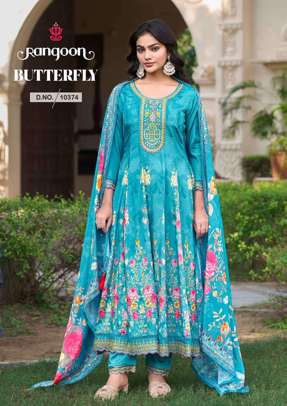 Butterfly Rangoon Chinon Readymade Anarkali Suits Exporter Gujarat