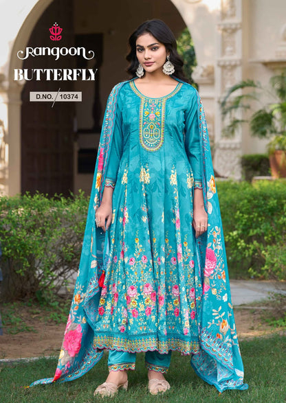 Butterfly Rangoon Chinon Readymade Anarkali Suits Exporter Gujarat