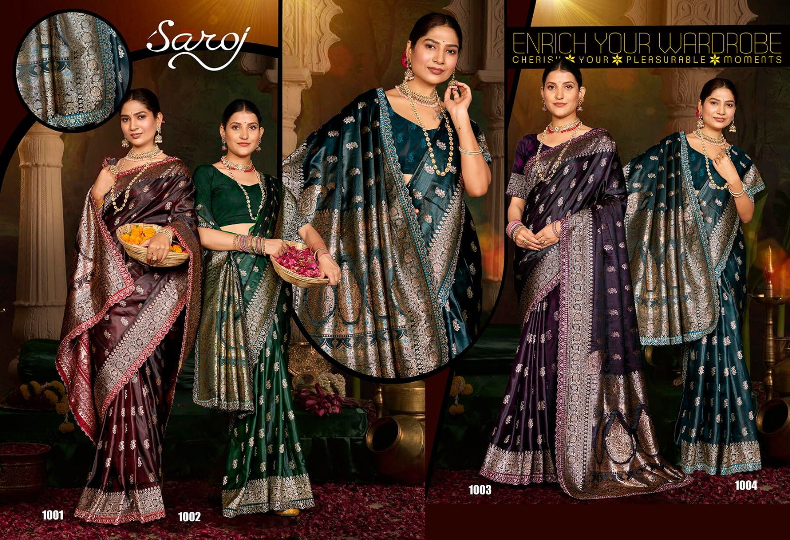 Butterfly Satin Saroski Vol 1 Saroj Sarees Wholesaler Gujarat