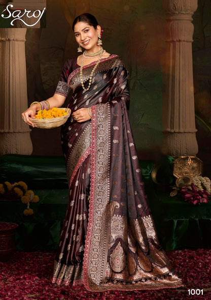 Butterfly Satin Saroski Vol 1 Saroj Sarees Wholesaler Gujarat