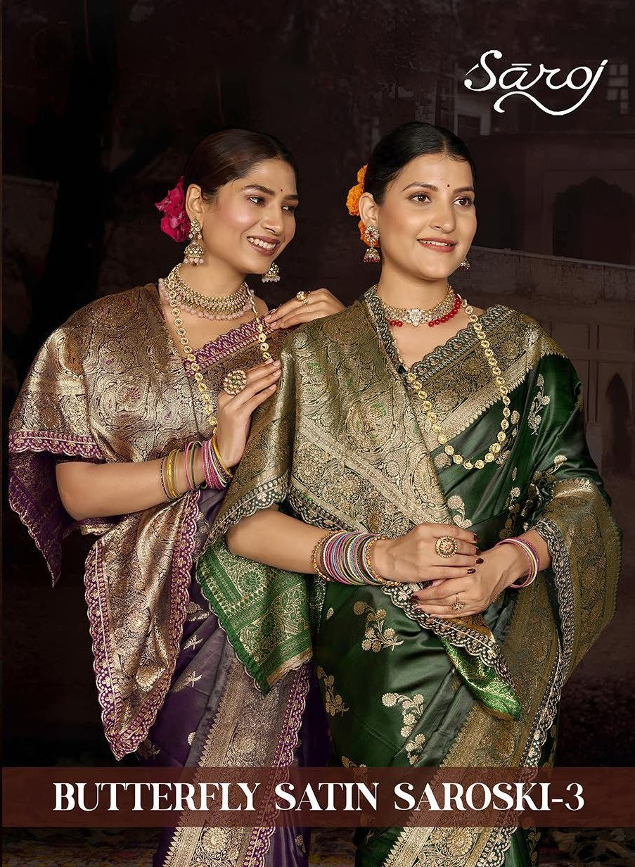 Butterfly Satin Saroski Vol 3 Saroj Sarees Manufacturer