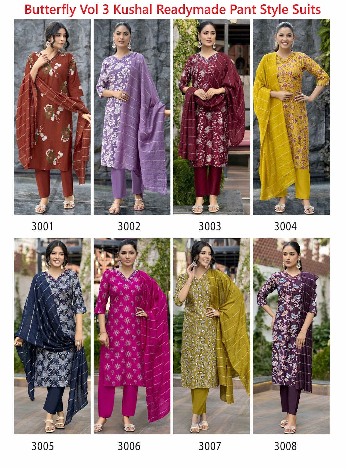 Butterfly Vol 3 Kushal Vetican Readymade Pant Style Suits Manufacturer India