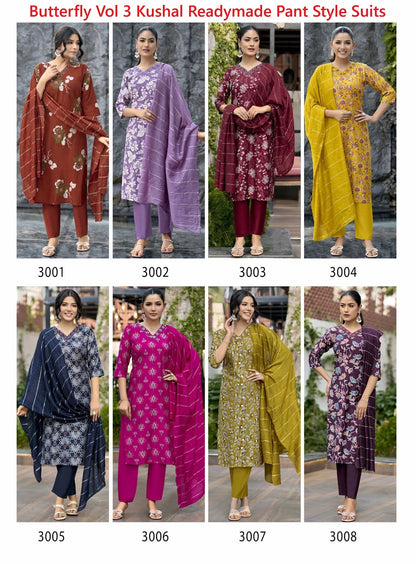Butterfly Vol 3 Kushal Vetican Readymade Pant Style Suits Manufacturer India