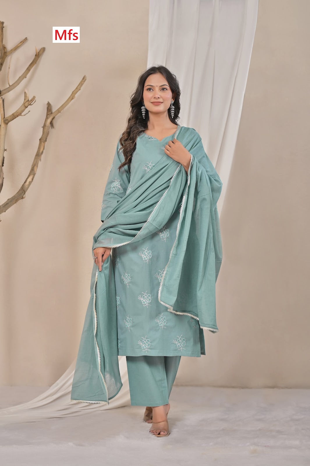Butti Pattern 1006 Mfs Readymade Cotton Pant Suits Wholesaler India